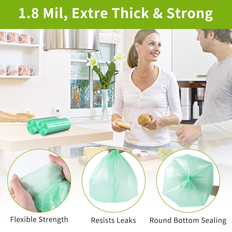 YHEEL Kitchen Trash Bags 13 Gallon: Biodegradable Tall Kitchen Garbage Bags Strong Unscented Recycling Bags for Home/Office (Green, 80 Counts) - Image 2
